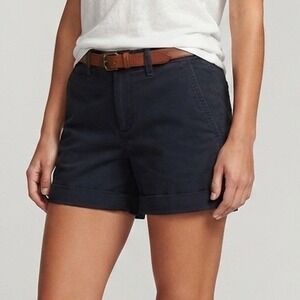 Gap Khakis Womens 0 Navy Blue 5" Cuffed Chino Shorts Stretch Cotton Mid Rise NEW